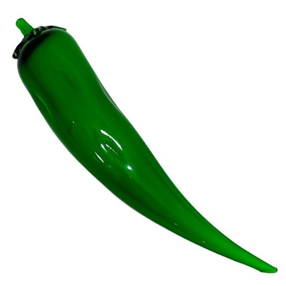 Hand Blown Large Emerald Green Jalapeno Pepper Glass Art - Picture 1 of 5